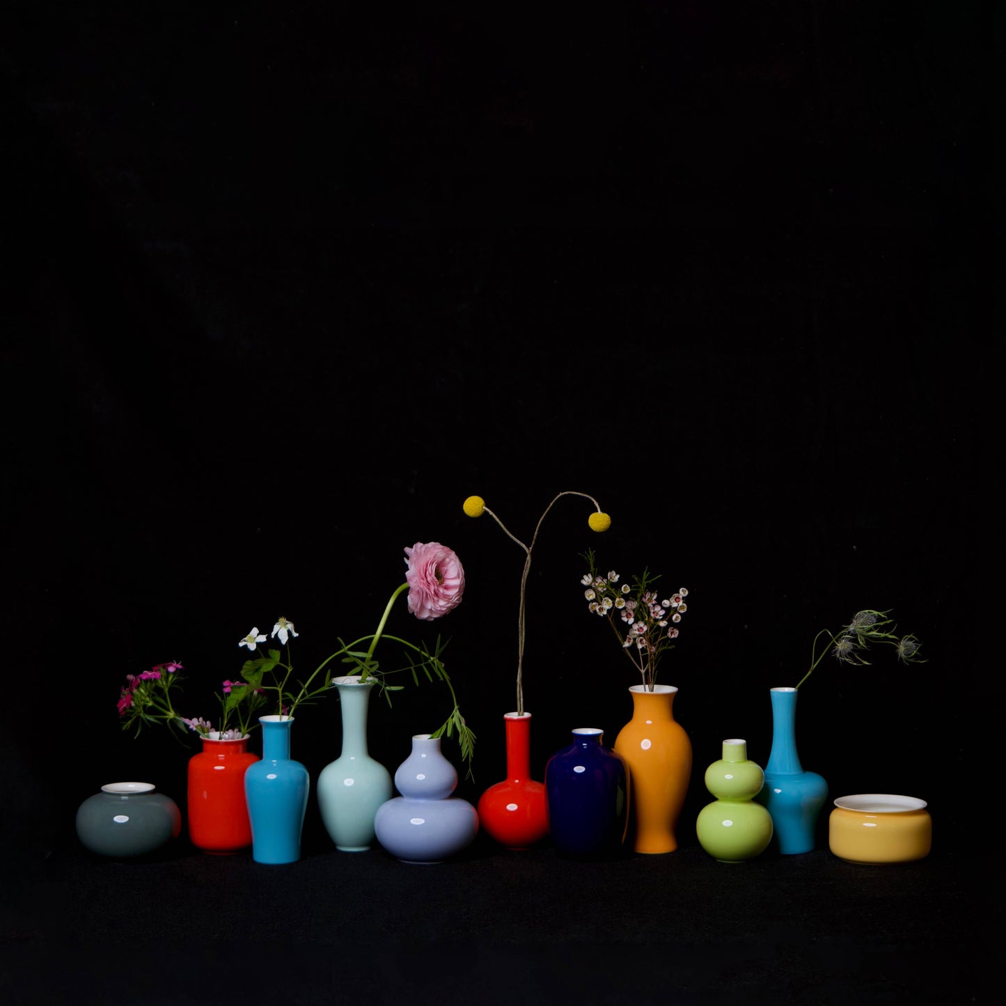 Glossy Porcelain Mini Double Lobed Vase: Yellow