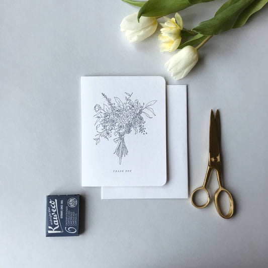 Floral Letterpress Thank You Card
